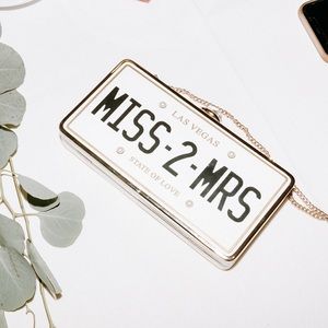 License plate wedding clutch